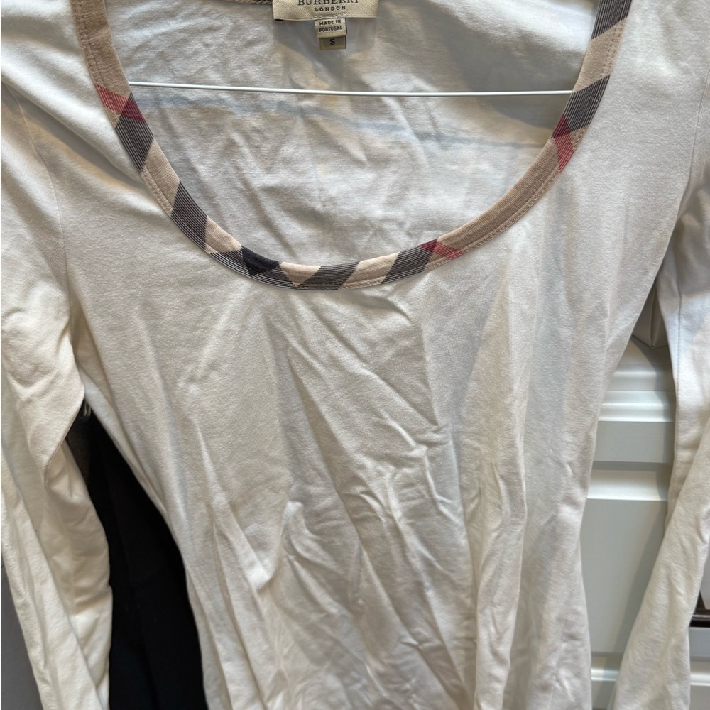 Burberry Cream Top with Check Detail